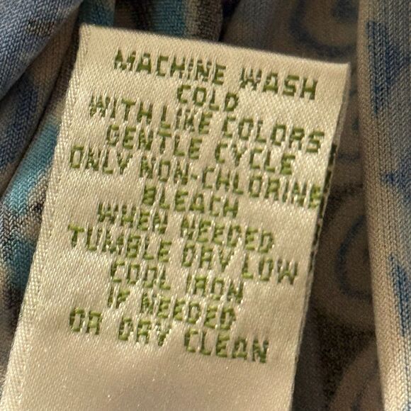 Donna Morgan Dress sz 10 Stretch Retro Boho Blue Midi 3/4 Sleeve Cruise Vacation - Picture 7 of 7